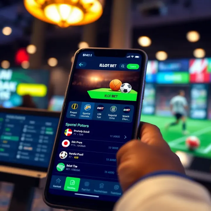 User interface displaying sports betting options on the Ilot Bet mobile app