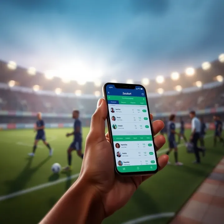 Mobile phone displaying the Zulubet betting platform interface with betting options and odds
