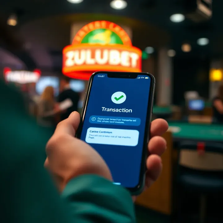 Close-up of a transaction confirmation screen on a smartphone with green check mark