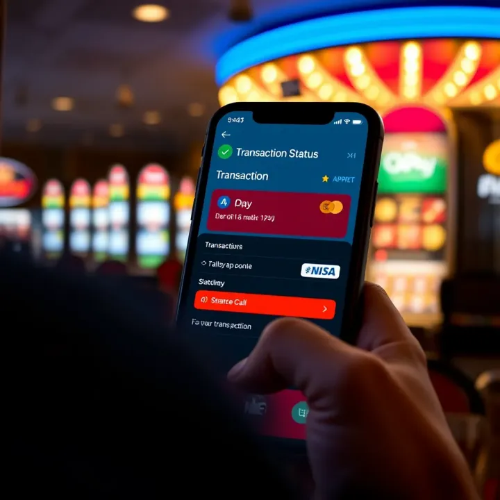 Digital wallet interface showing transaction status on a mobile device