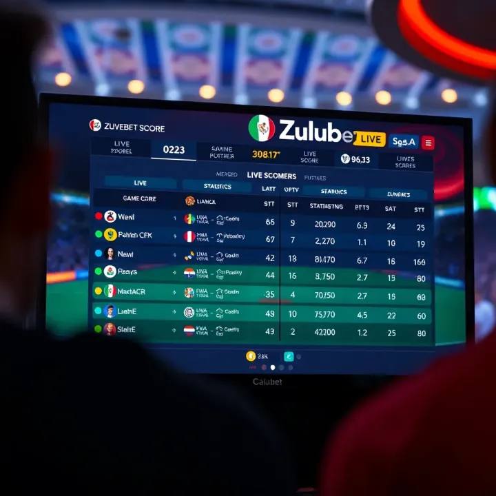 Zulubet Live Score Platform Interface User interface showing live football scores and match statistics on a digital platform