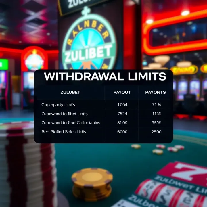 Graphic showing Zulubet withdrawal limits and payout options