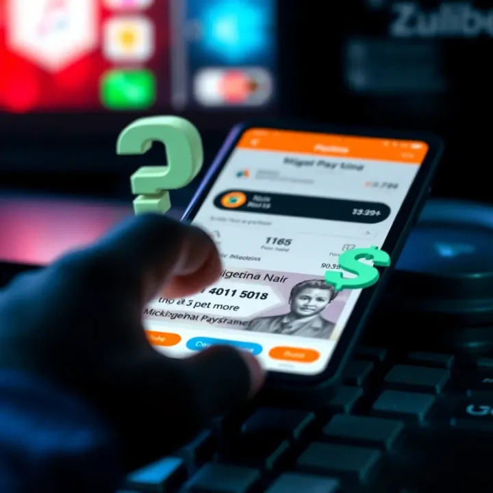 Digital Payment Transaction Visualization with Nigerian Naira Digital payment transaction on a smartphone with Nigerian currency symbols