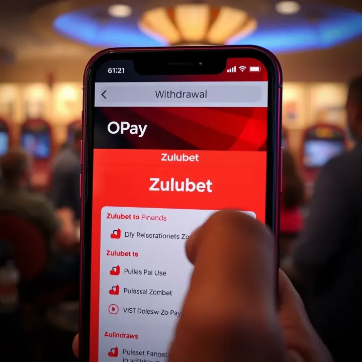 Withdrawing Funds from Zulubet to OPay Wallet Interface Mobile phone screen showing Zulubet app withdrawal options to OPay wallet