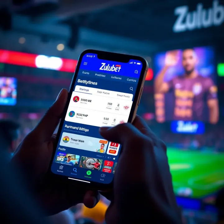 Mobile device displaying Zulubet sports betting interface with betting options and odds