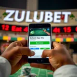 Smartphone screen showing Zulubet app download page with a green download button