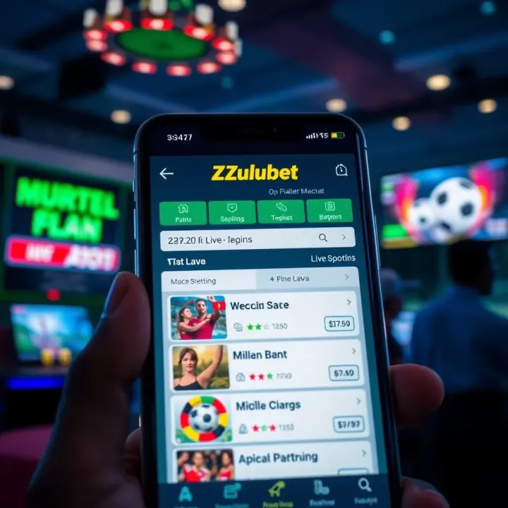 Zulubet Android App Interface with Live Betting Options Screenshot showing the Zulubet Android app interface with live sports betting options displayed