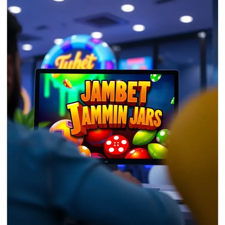 Illustration of a computer screen displaying Zulubet Jammin Jars demo gameplay tailored for Nigerian players
