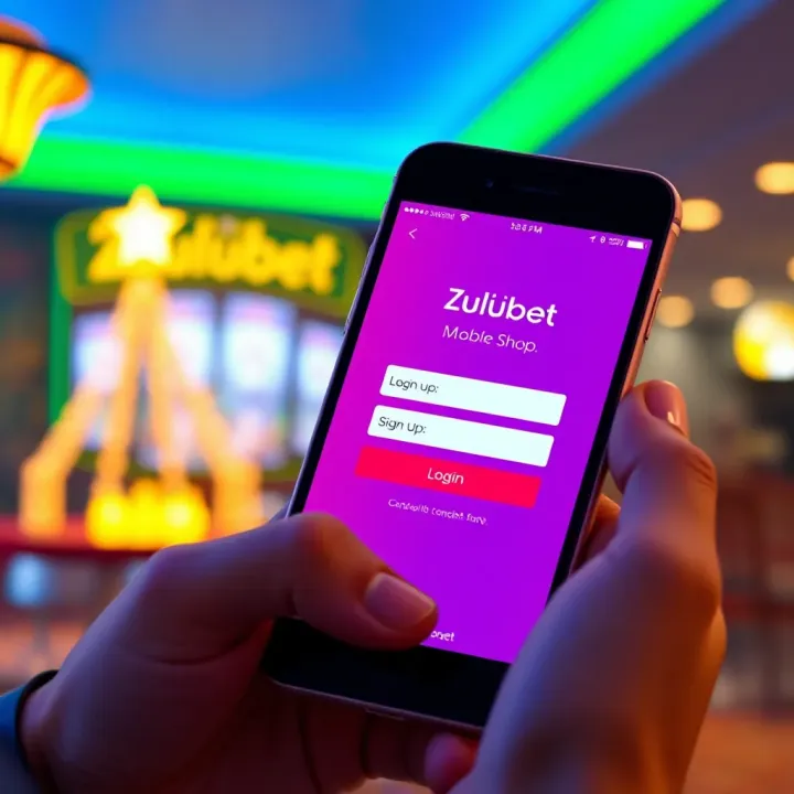 Mobile phone displaying Zulubet Shop login screen with clear input fields